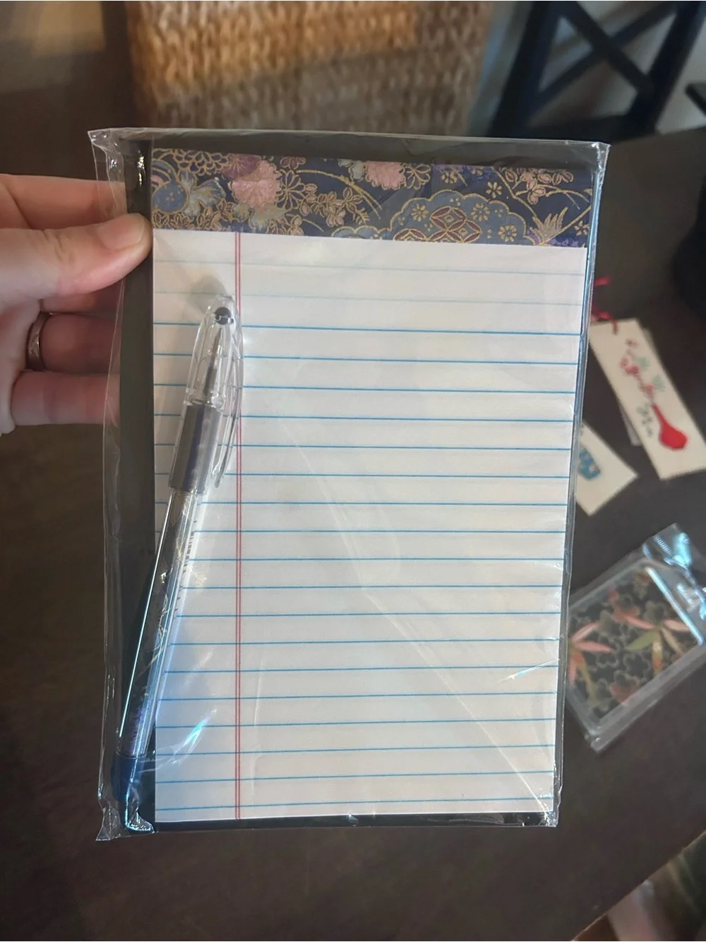 Set of Floral Bookmarks, luggage tag and Notepad with Pen - Assorted Colors
